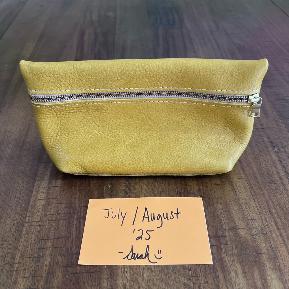 EUC Portland Leather Goods Yellow (Starfruit?) Large Makeup Bag